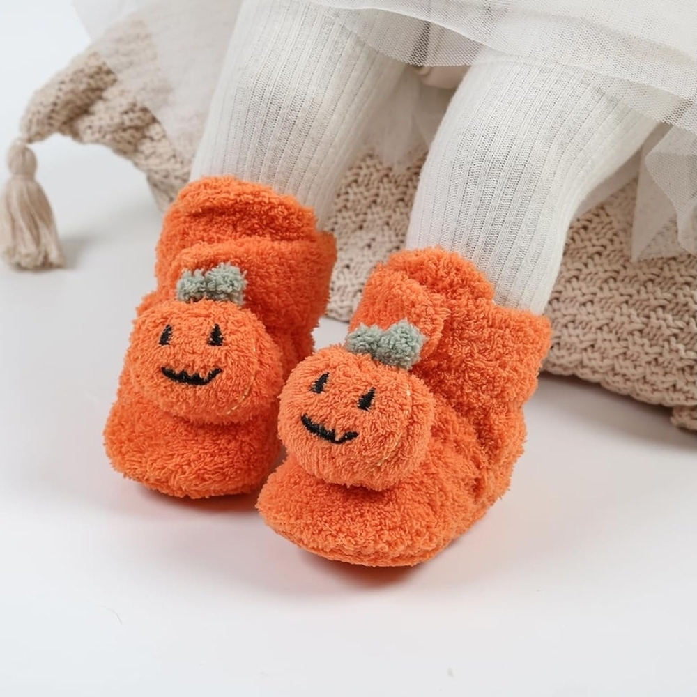 (6-12 Month) Cozy Pumpkin Orange Baby Walker Shoes